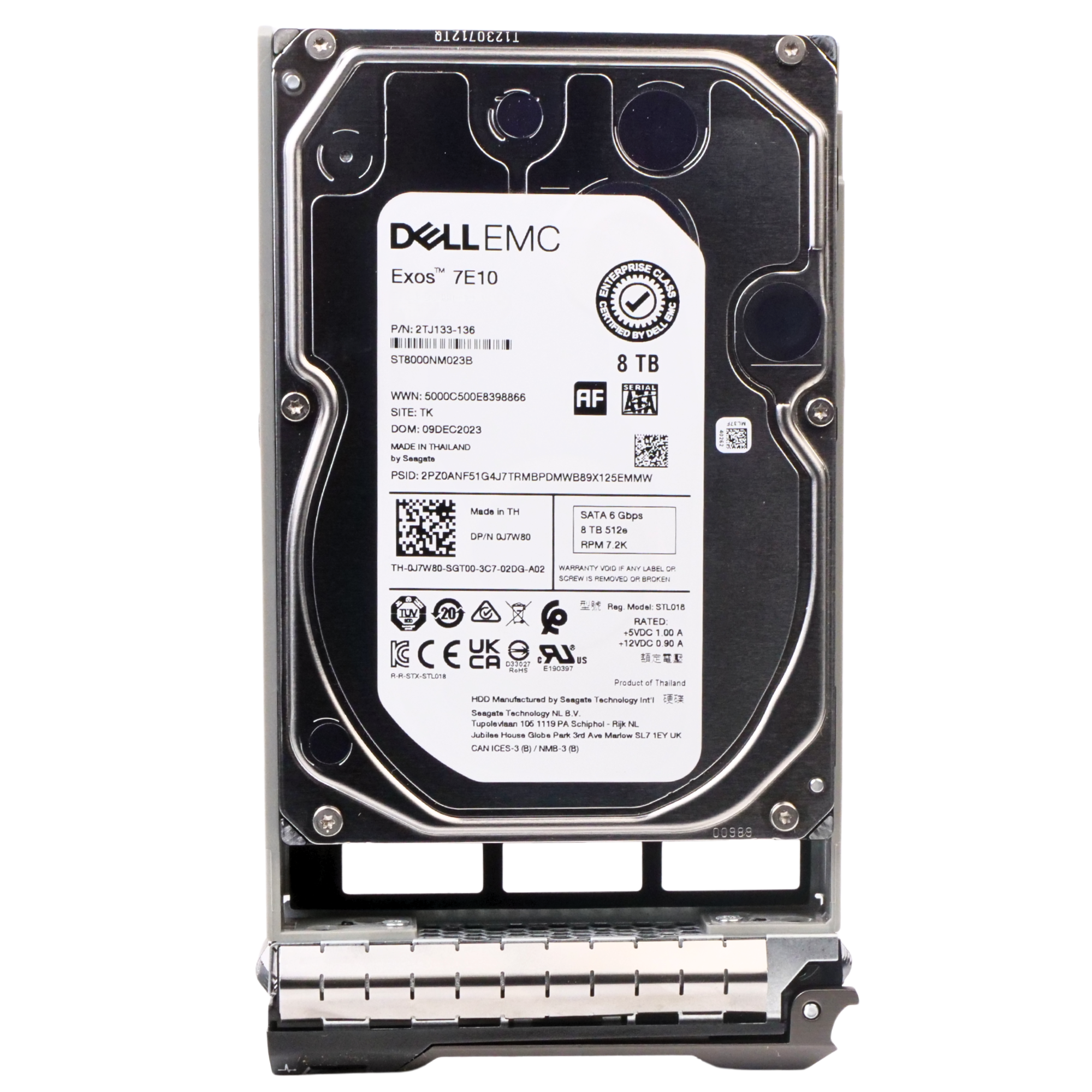 Dell G13 0KRV2W 8TB 7.2K RPM SATA 6Gb/s 512e 256MB 3.5in Recertified HDD