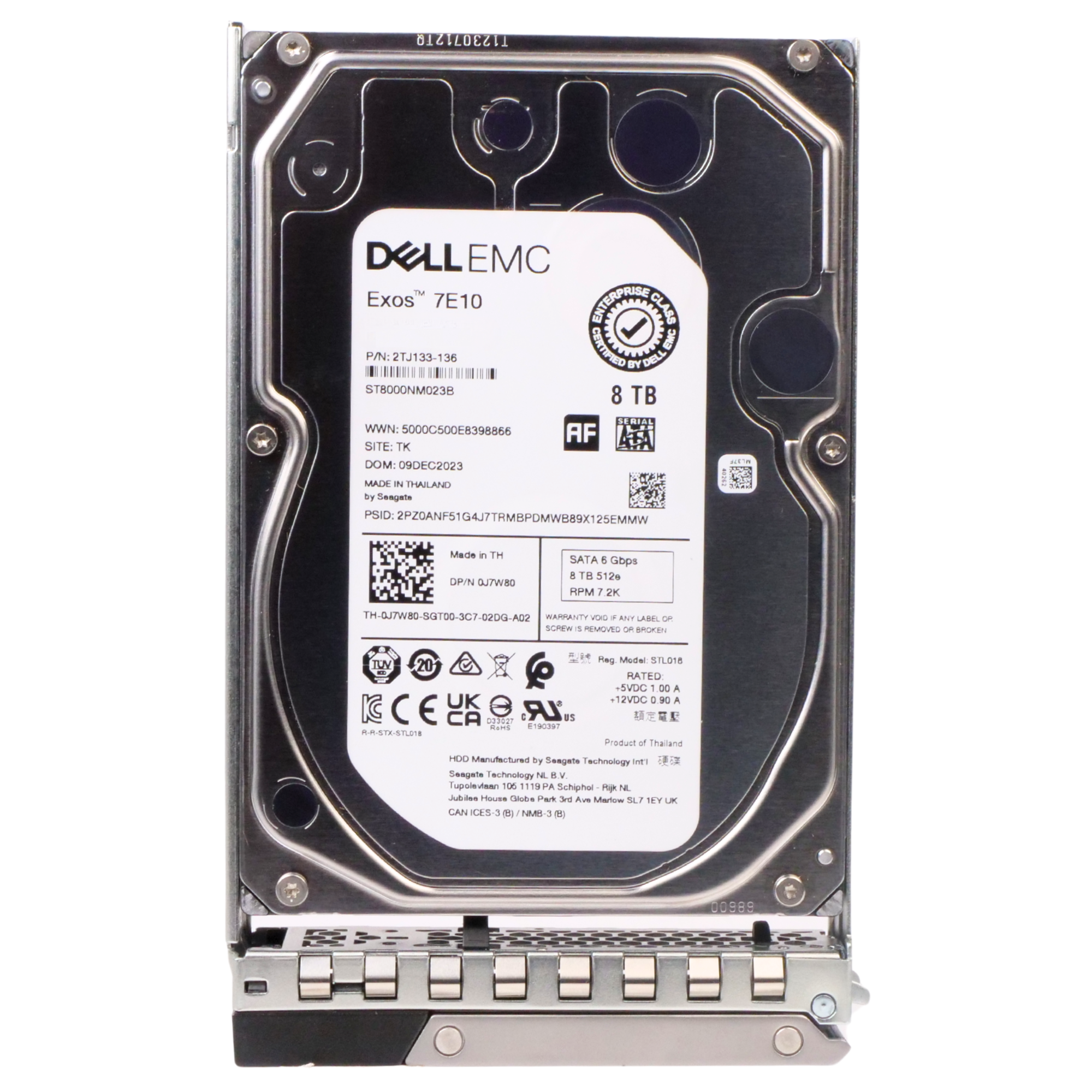 Dell G14 161-BBQN 8TB 7.2K RPM SATA 6Gb/s 512e 256MB 3.5in Refurbished HDD