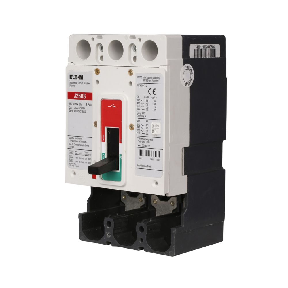 Eaton JGS3200FAG Series G 200A 3-Pole Molded Case Circuit Breaker 600V