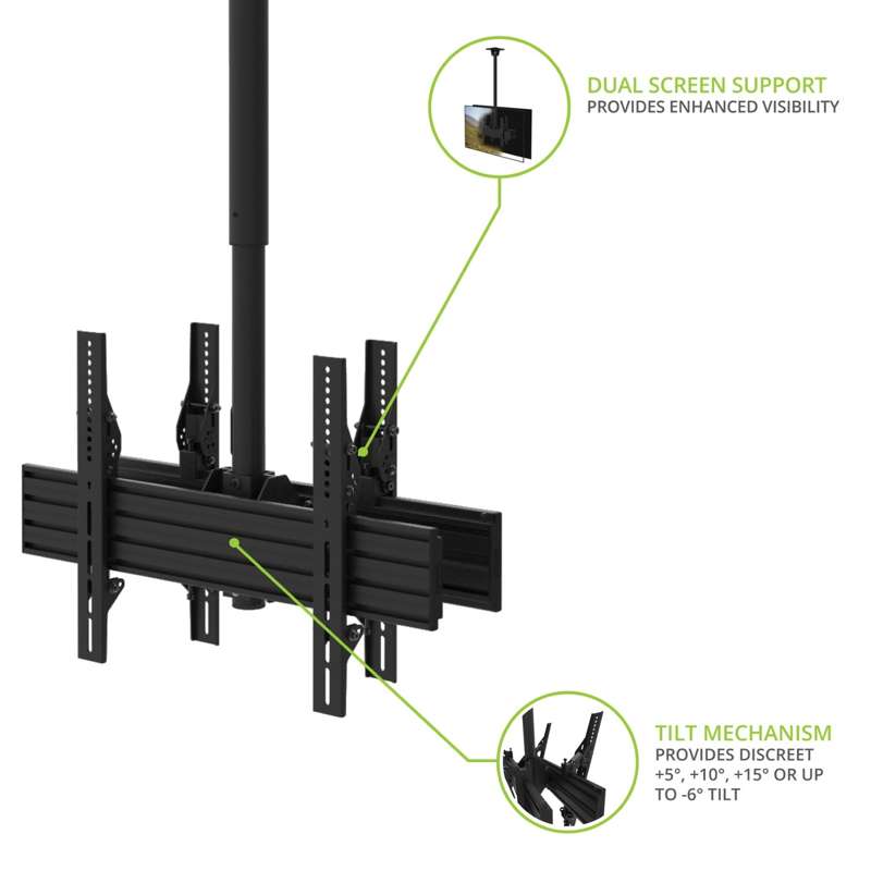 Kanto Back-to-Back Dual Screen TV Ceiling Mount for 40" to 80" TVs