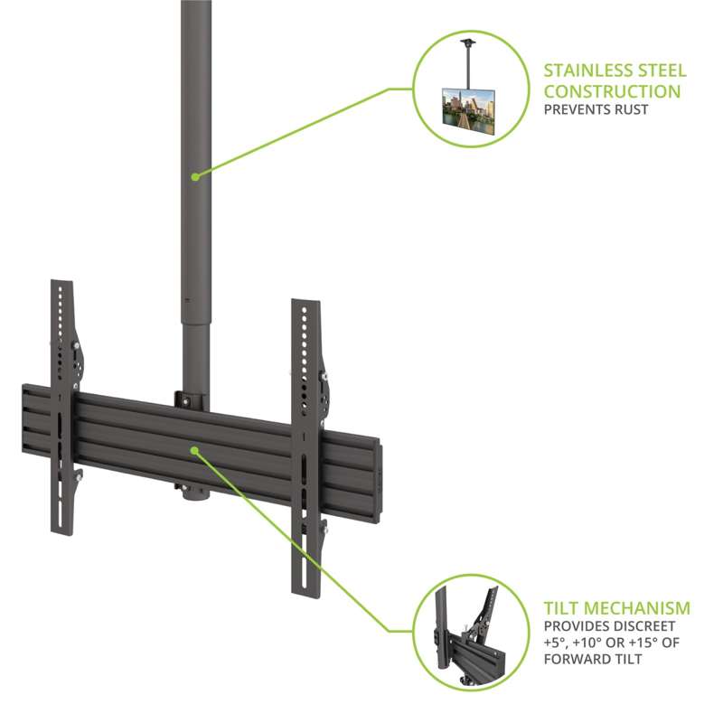 Kanto Outdoor Ceiling TV Mount for 37-inch to 70-inch TVs, Galvanized