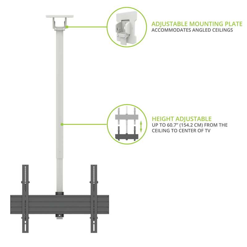 Kanto Ceiling TV Mount for 37-inch to 70-inch TVs, White