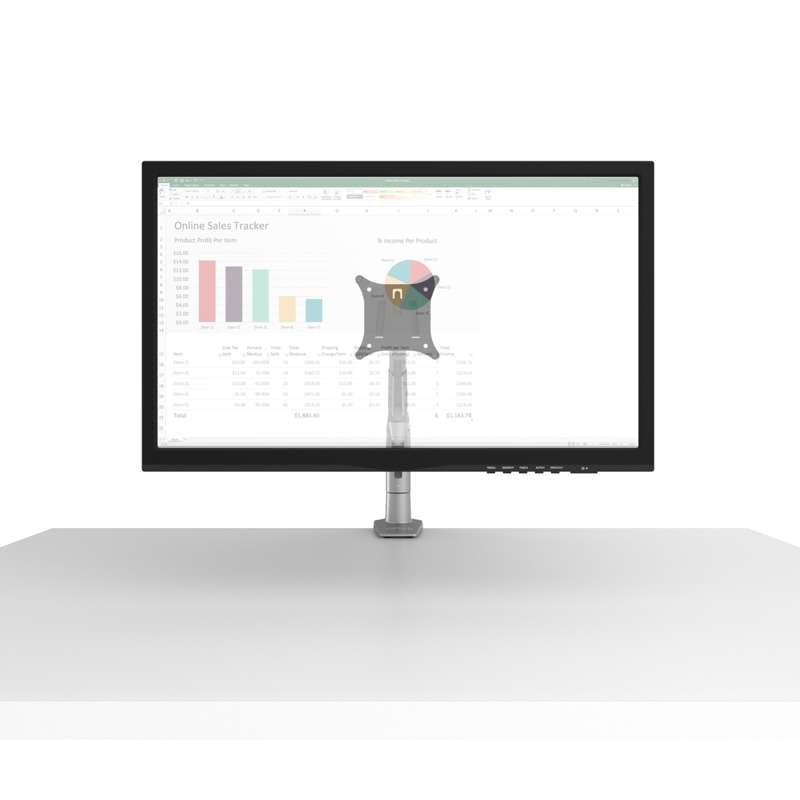 Kanto Single-Monitor Gas Shock Desktop Mount for 17-inch to 32-inch Displays - Silver