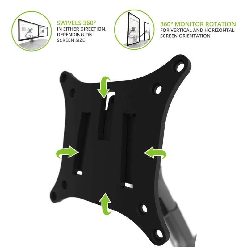 Kanto Dual-Monitor Gas Shock Desktop Mount for 17-inch to 32-inch Displays - Silver