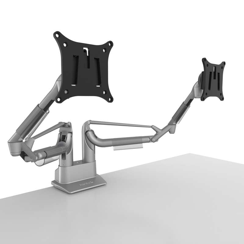 Kanto Dual-Monitor Gas Shock Desktop Mount for 17-inch to 32-inch Displays - Silver