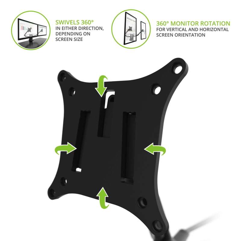 Kanto Dual-Monitor Gas Shock Desktop Mount for 17-inch to 32-inch Displays - Black