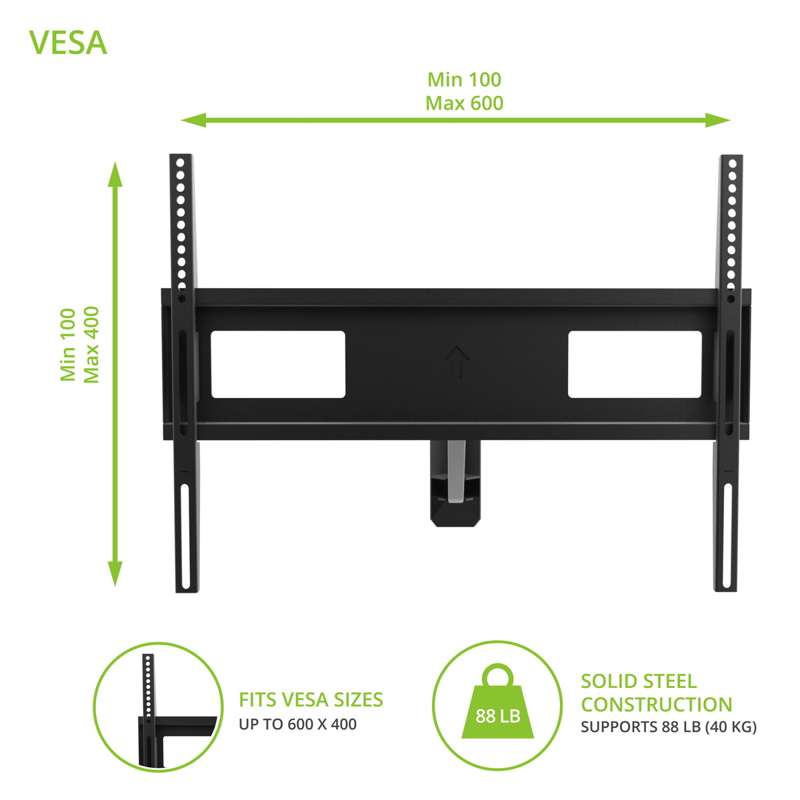 Kanto Telescoping Corner TV Mount for 40-inch to 60-inch TVs - Black