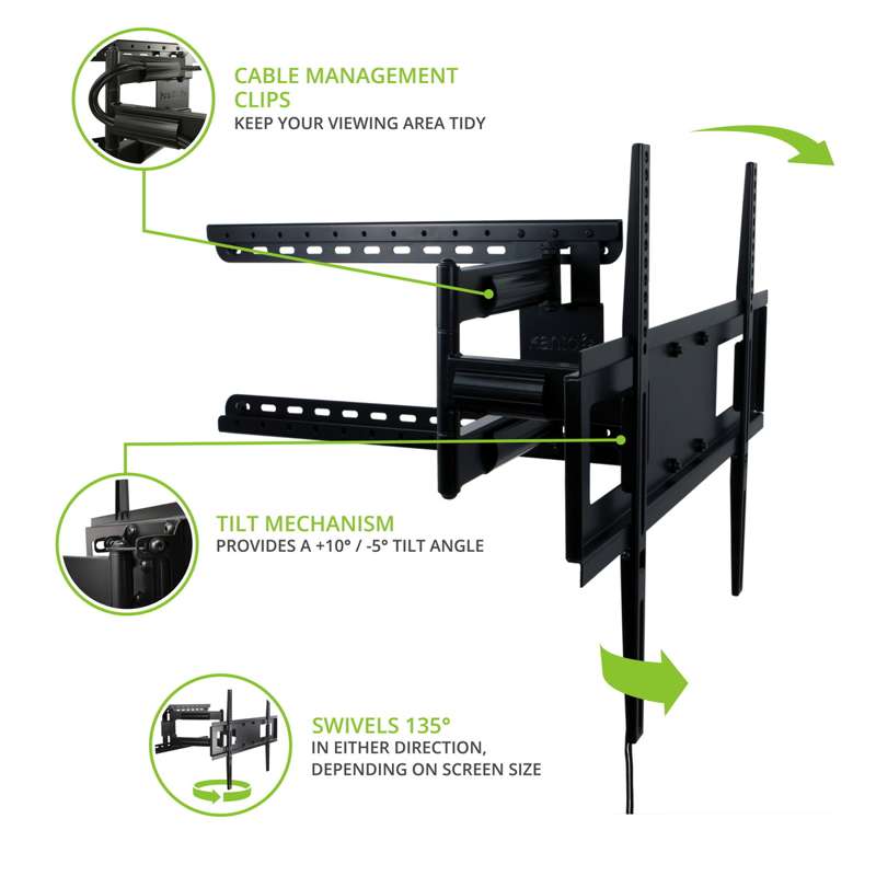 Kanto Full Motion Mount with Adjustable Pivot Point for 30-inch to 60-inch TVs - Black