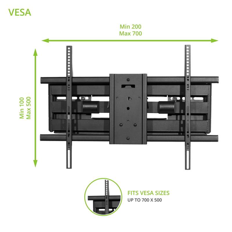 Kanto Full Motion TV Wall Mount for 50" - 100" TVs, Black