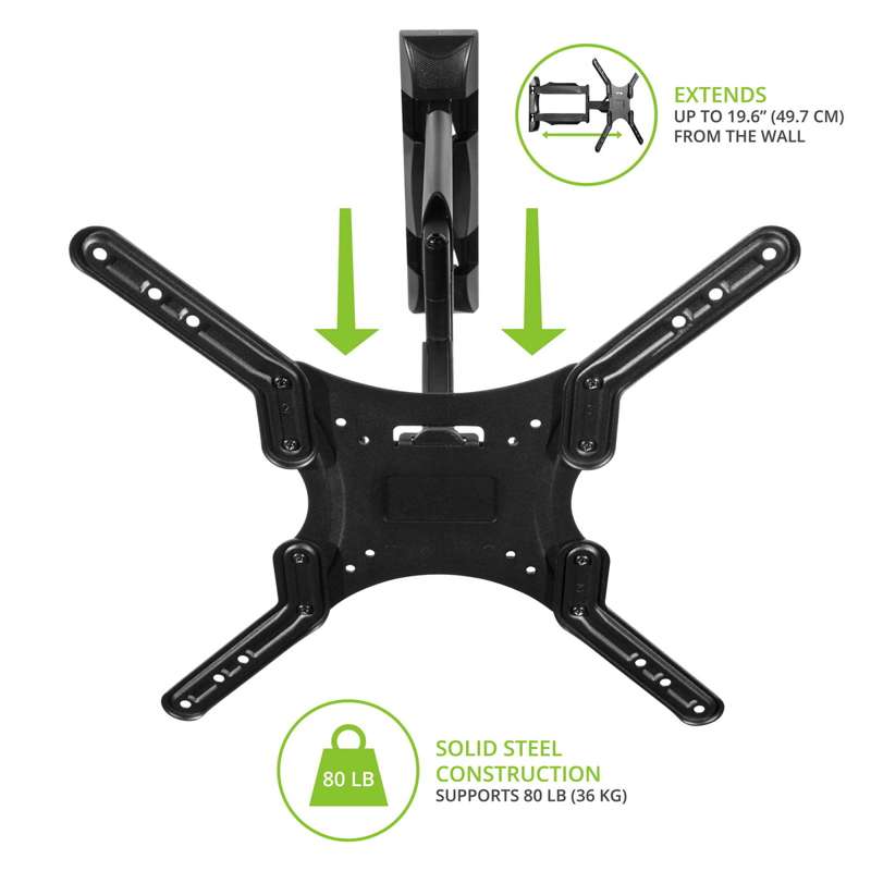 Kanto Full Motion Mount for 26-inch to 55-inch TVs - Black