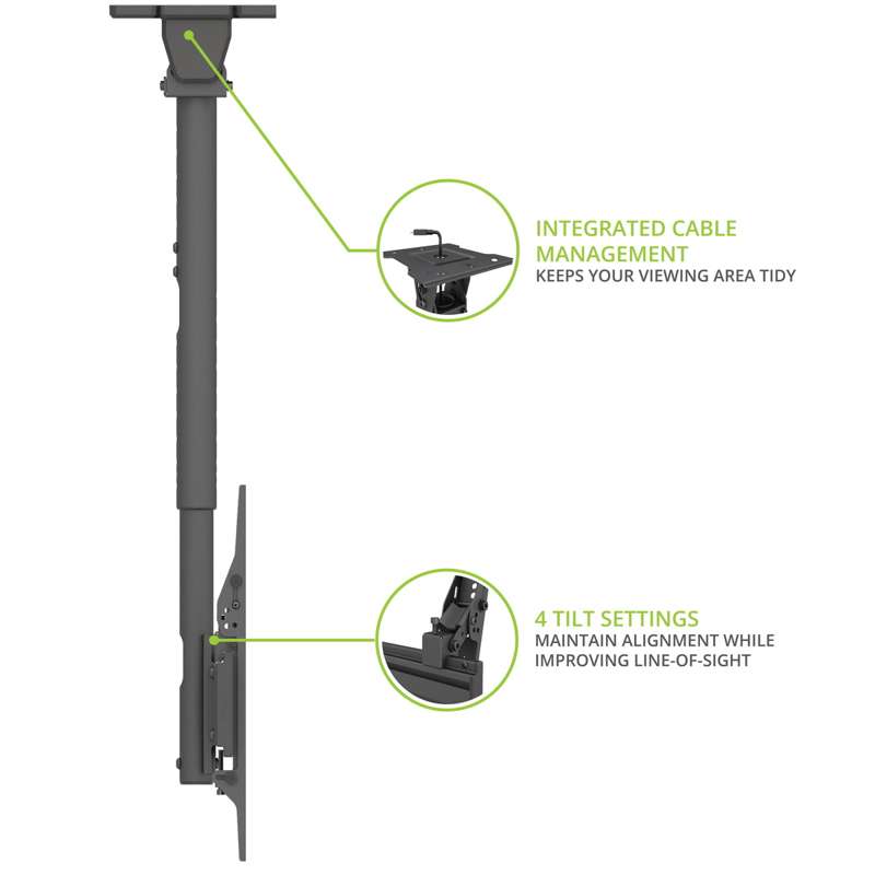 Kanto Menu Board Ceiling Mount System with Tilting Arms for 40-Inch to 60-Inch TVs (2 wide, 1 high, 1 sided)