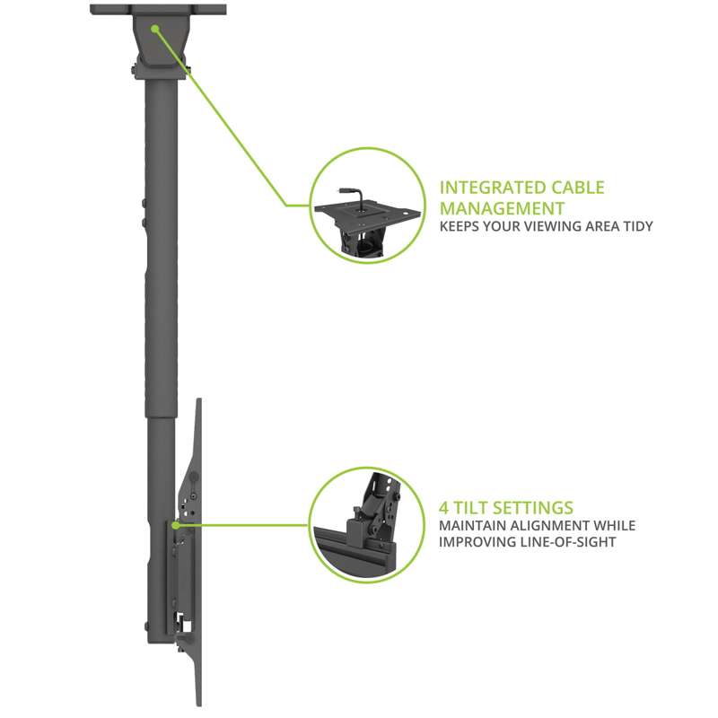 Kanto Menu Board Ceiling Mount System with Tilting Arms for 40-Inch to 60-Inch TVs (3 wide, 1 high, 1 sided)