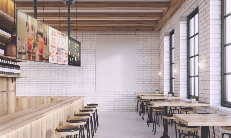 Kanto Menu Board Ceiling Mount System with Tilting Arms for 40-Inch to 60-Inch TVs (3 wide, 1 high, 1 sided)