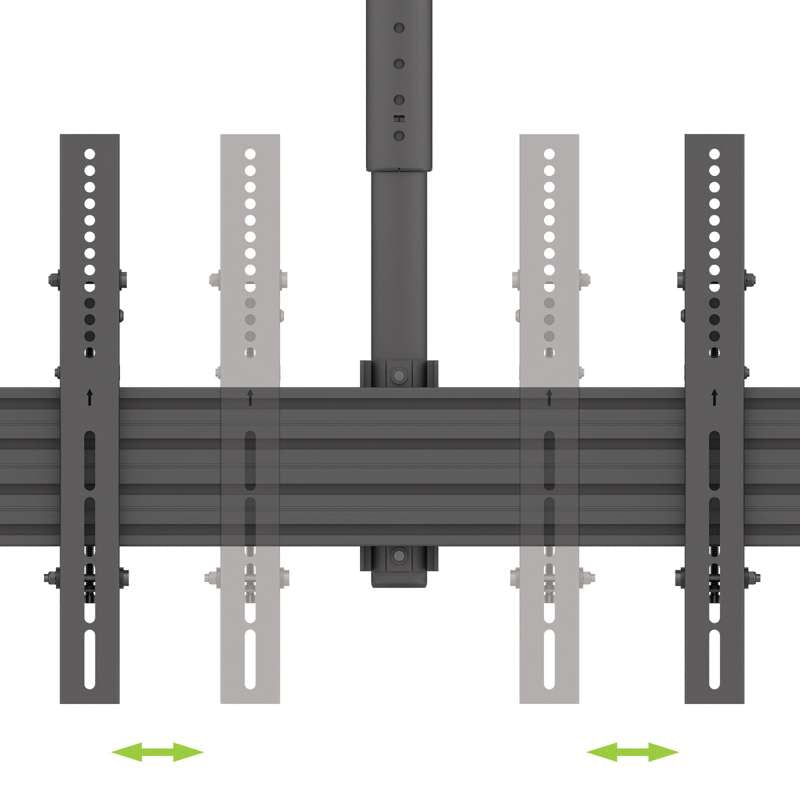 Kanto Menu Board Ceiling Mount System with Tilting Arms for 40-Inch to 60-Inch TVs (4 wide, 1 high, 1 sided)