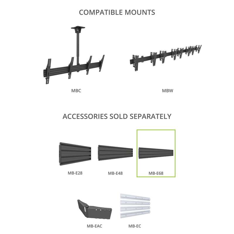 Kanto Extrusion for MBC and MBW Menu Boards, 68 cm