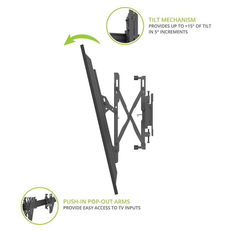 Kanto Menu Board Wall Mount System with Tilting Arms for 40" - 60" TVs, 3 Screens