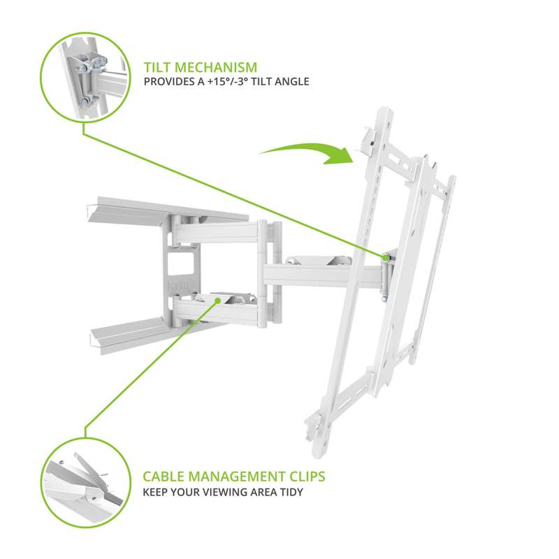 Kanto Full Motion TV Wall Mount for 37-inch to 75-inch TVs - White