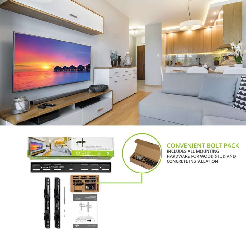 Kanto Fixed Low-profile TV Wall Mount for 32-inch to 90-inch TVs - Black