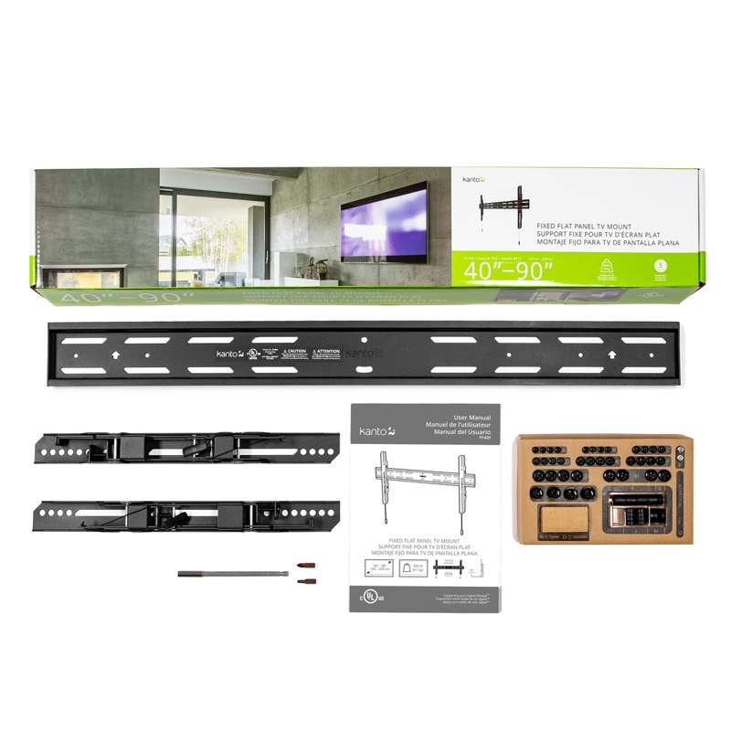 Kanto Fixed Low-Profile TV Wall Mount for 40-inch to 90-inch TVs - Black