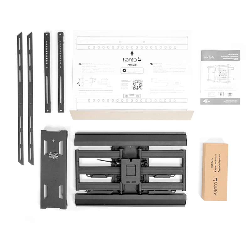 Kanto Pro Series Full Motion TV Wall Mount for 37-inch to 80-inch TVs with movable pivot and tool-less tilt - Black