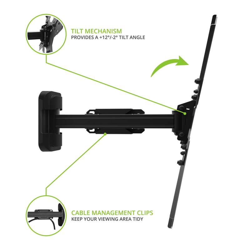 Kanto Full Motion TV Wall Mount for 26-inch to 60-inch TVs - Black
