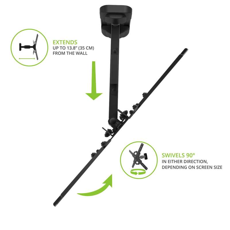 Kanto Full Motion TV Wall Mount for 26-inch to 60-inch TVs - Black