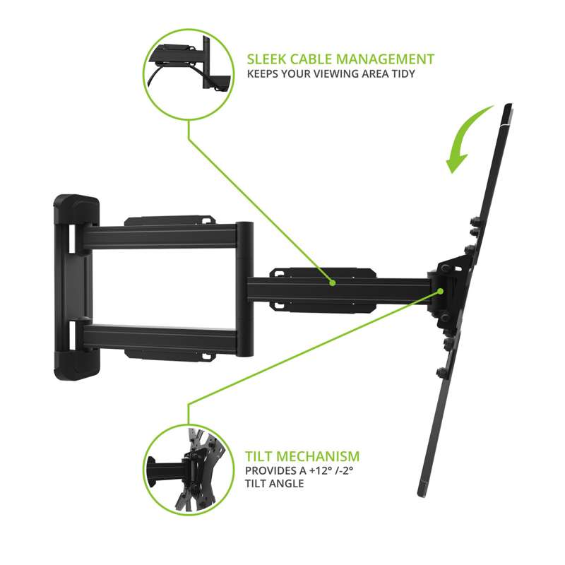 Kanto Full Motion TV Wall Mount for 26-inch to 60-inch TVs - Black