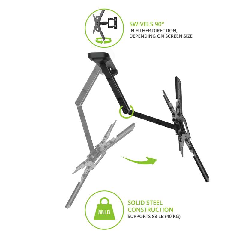 Kanto Full Motion TV Wall Mount for 26-inch to 60-inch TVs - Black