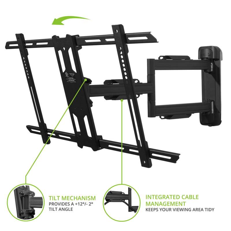 Kanto Full Motion TV Wall Mount for 37-inch to 60-inch TVs - Black