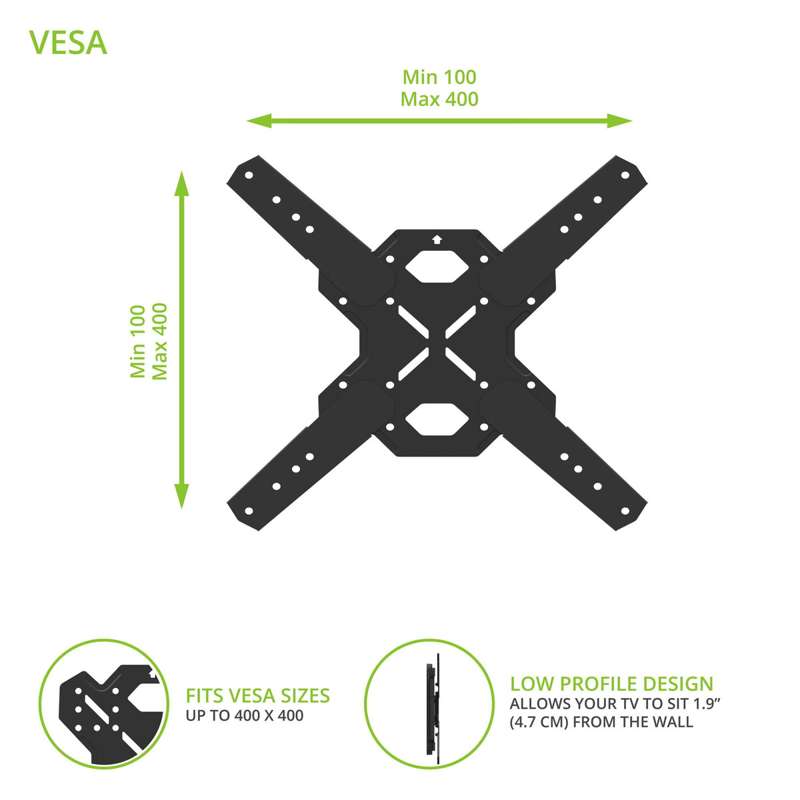 Kanto Full Motion TV Wall Mount for 37-inch to 60-inch TVs - Black