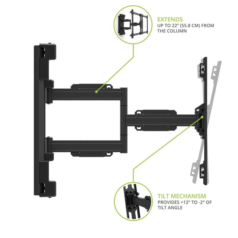 Kanto No Drill Column and Pillar TV Mount for 37" to 75" TVs -  Black