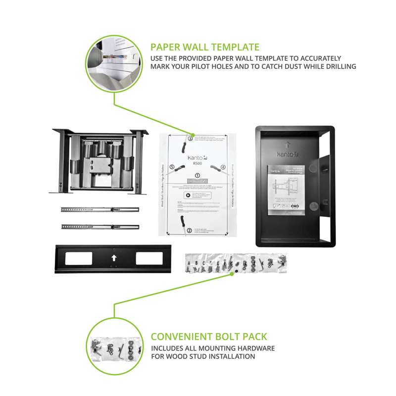Kanto Recessed In-Wall Full Motion TV Mount for 46-inch to 80-inch TVs