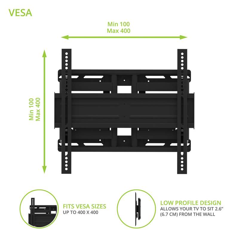 Kanto Full Motion Anti-Theft Security TV Mount for 37-inch to 65-inch TVs