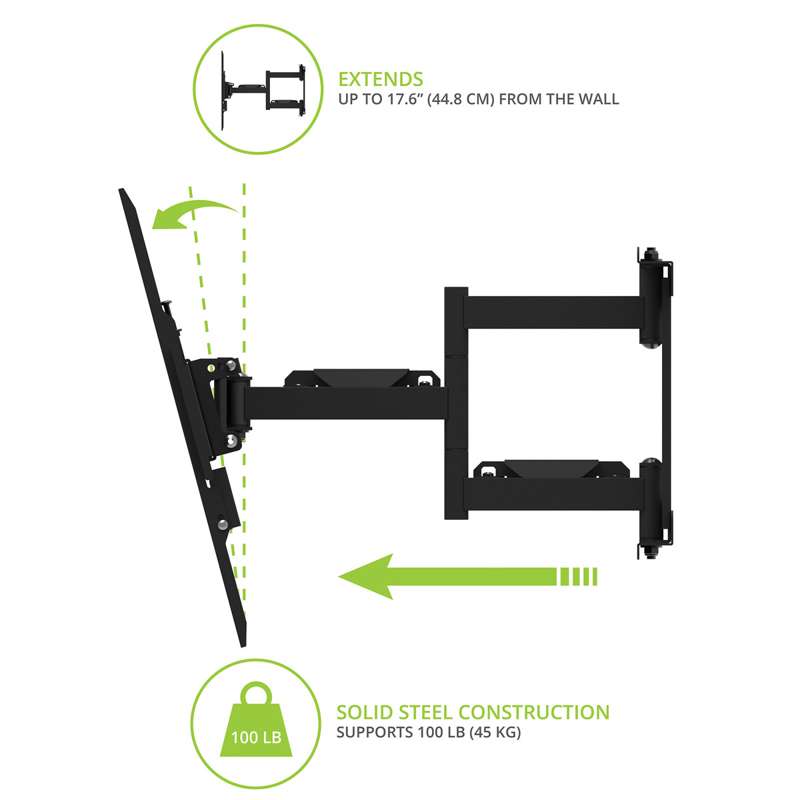 Kanto Full Motion Anti-Theft Security TV Mount for 37-inch to 65-inch TVs
