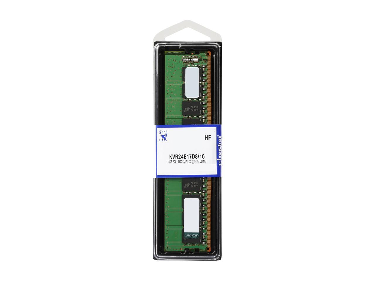 Kingston Technology ValueRAM Memoria de escritorio ECC CL17 DIMM 2Rx8 DDR4 de 16 GB y 2400 MHz (KVR24E17D8/16)