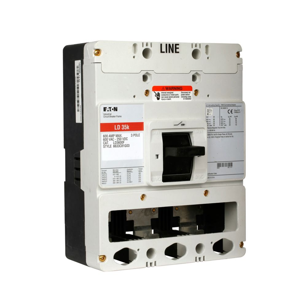 LD3600F | Eaton Series C 600A 3-Pole L-Frame Molded Case Circuit Breaker