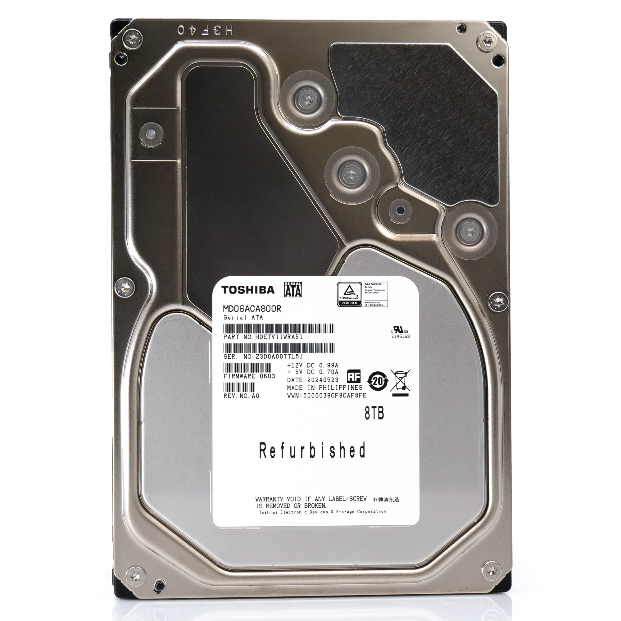 Toshiba MD06 MD06ACA800R 8TB 7.2K RPM SATA 6Gb/s Desktop 3.5in Recertified Hard Drive