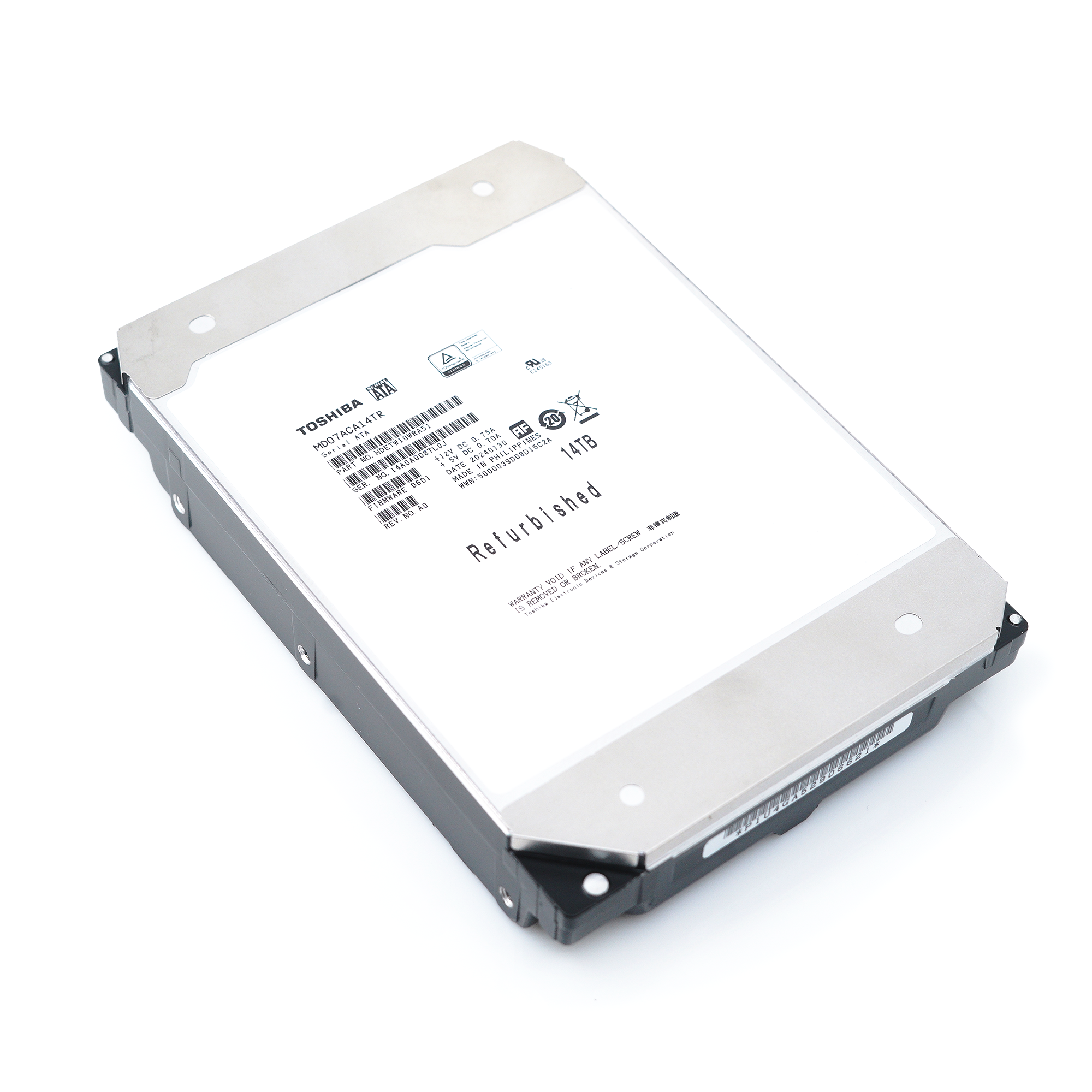 Toshiba MD07ACA MD07ACA14TR 14TB 7.2K RPM SATA 6Gb/s 512e Desktop 3.5in Refurbished HDD