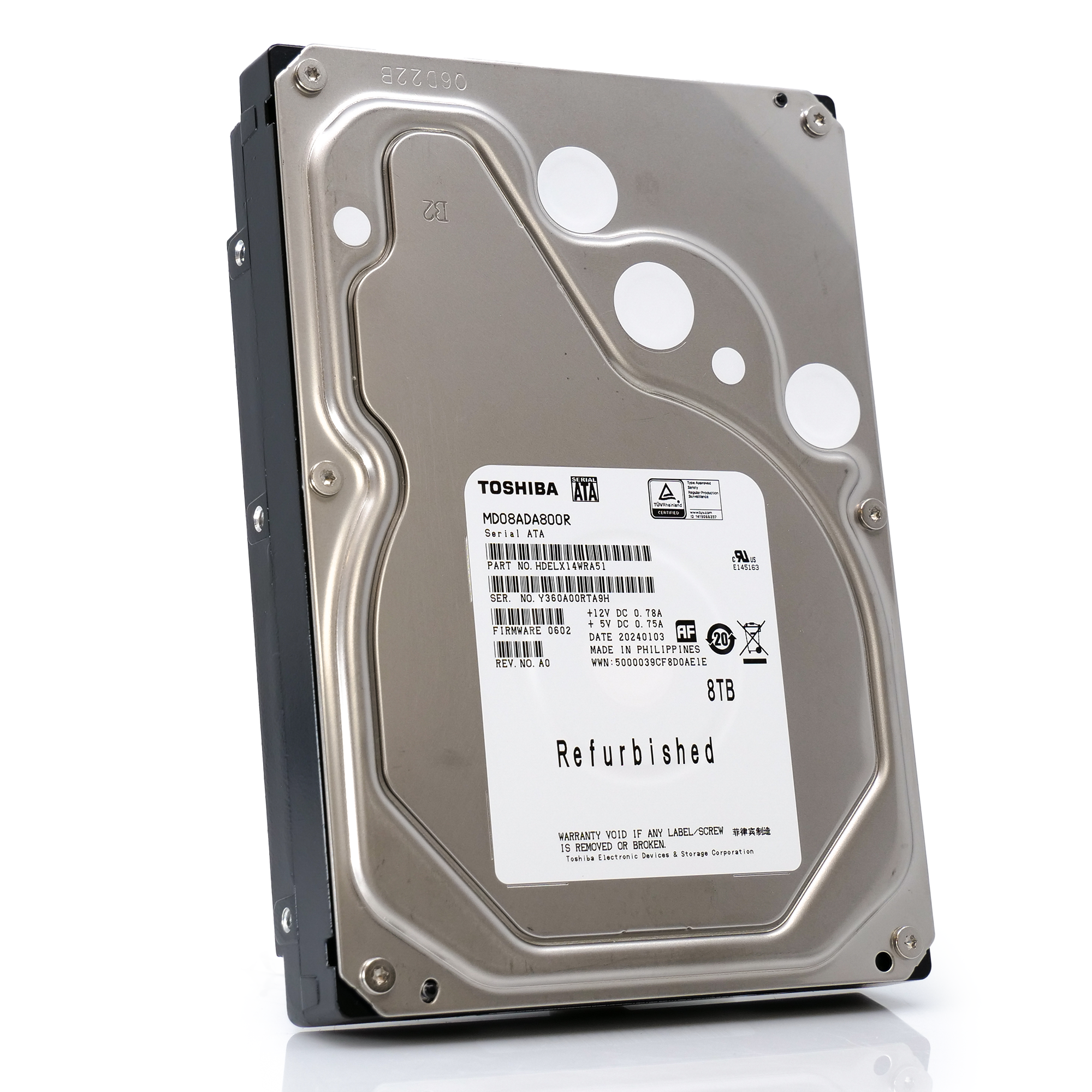 Toshiba MD08 MD08ADA800R 8TB 7.2K RPM SATA 6Gb/s 512e Desktop 3.5in Recertified Hard Drive
