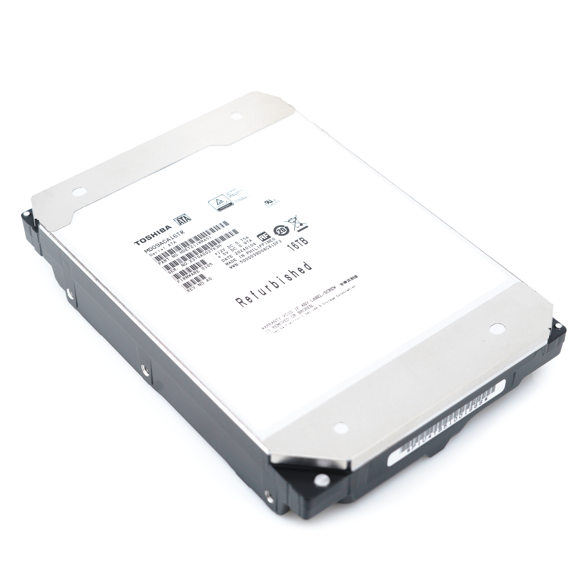 Toshiba MD09 MD09ACA16TR 16TB 7.2K RPM SATA 6Gb/s 512e Desktop 3.5in Recertified Hard Drive