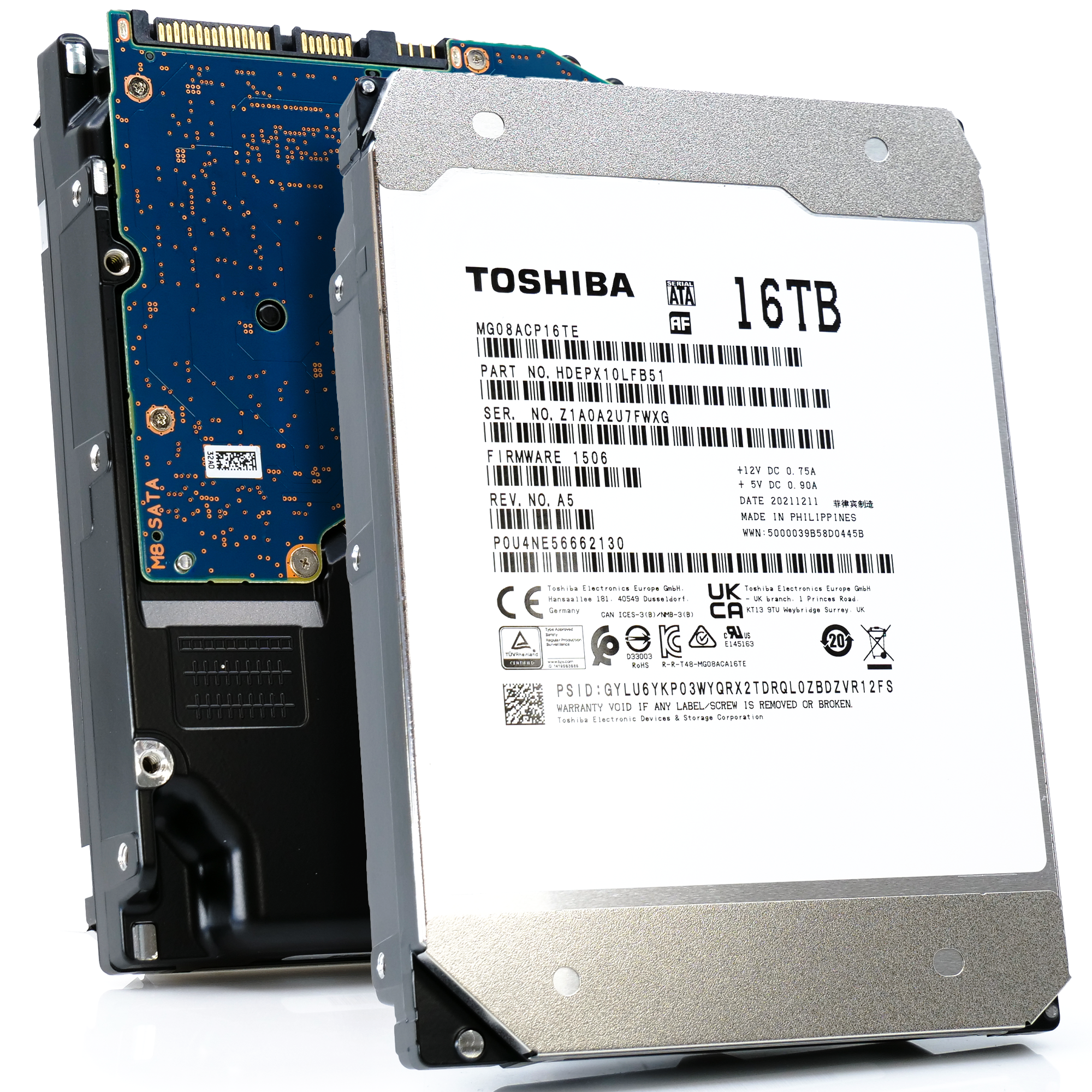 Toshiba MG08 MG08ACP16TE 16TB 7.2K RPM SATA 6Gb/s 512e Enterprise Capacity 3.5in Hard Drive