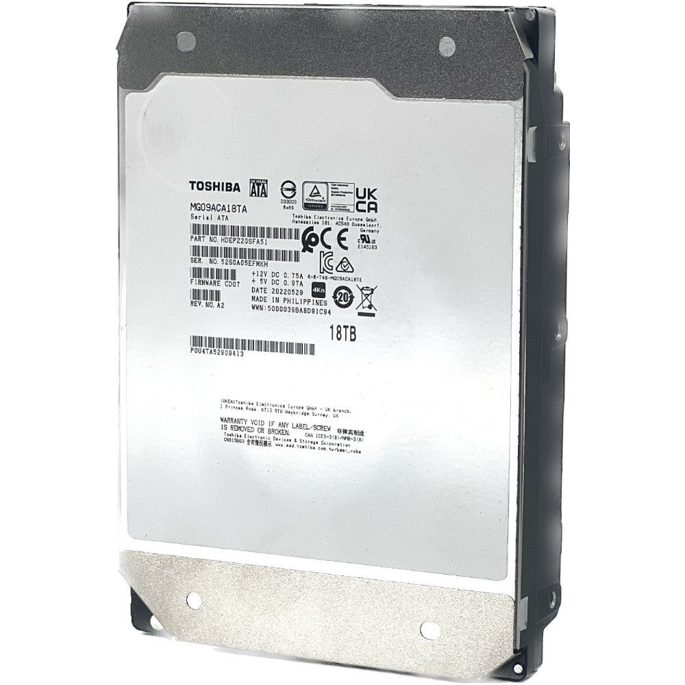Toshiba MG09 MG09ACA18TA 18TB 7.2K RPM SATA 6Gb/s 4Kn 3.5in Hard Drive