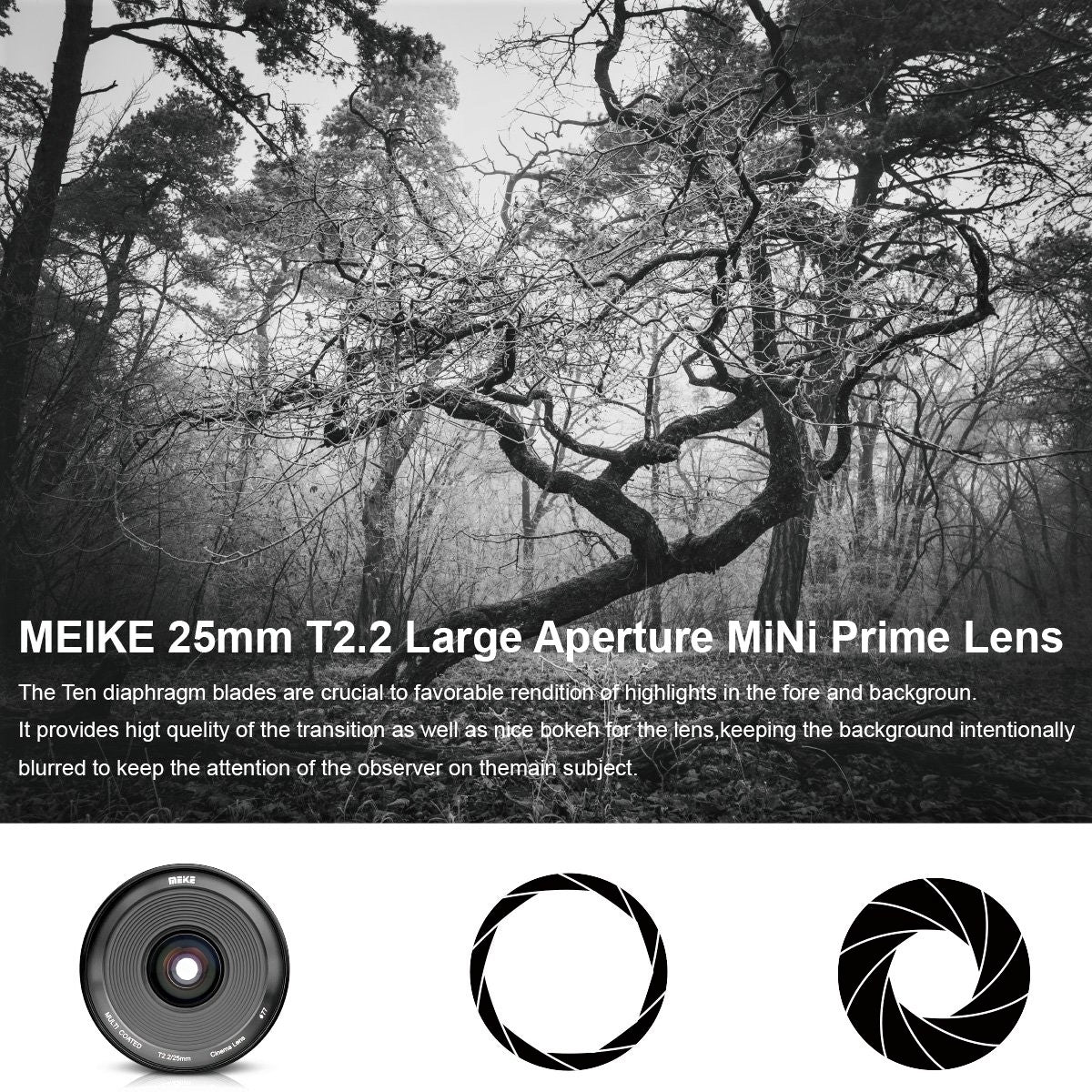 Meike Cinema Prime 25mm T2.2 Lens (Fujifilm X Mount)