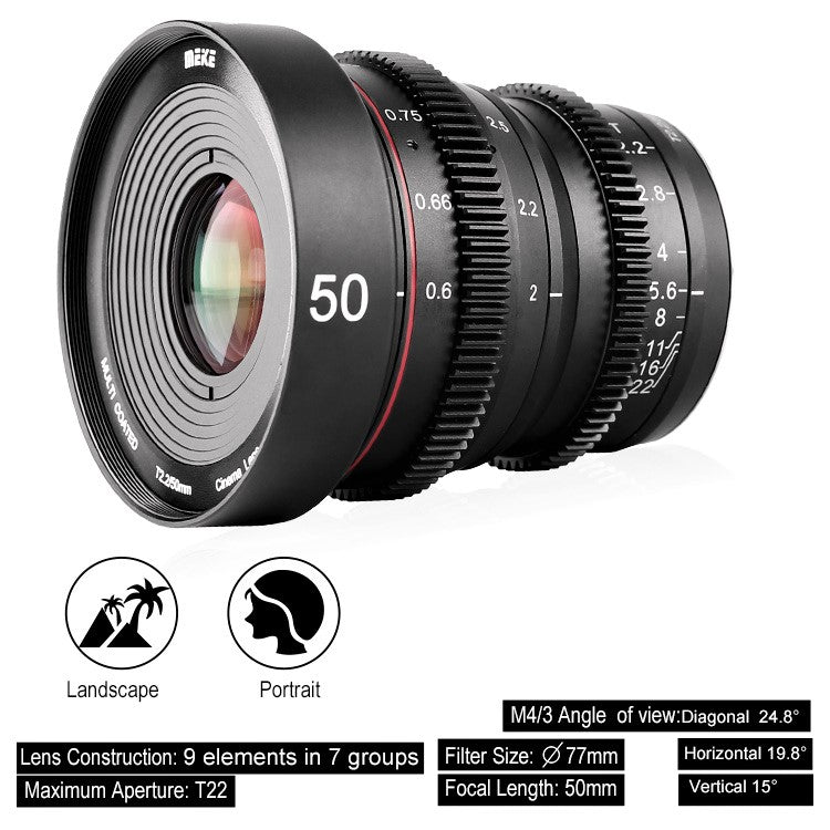 Meike Cinema Prime 50mm T2.2 Lens (Fujifilm X Mount)
