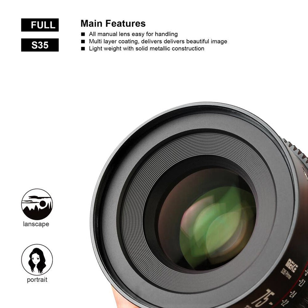 Meike Cinema Super35 Cinema Prime 75mm T2.1 Lens (EF Mount)