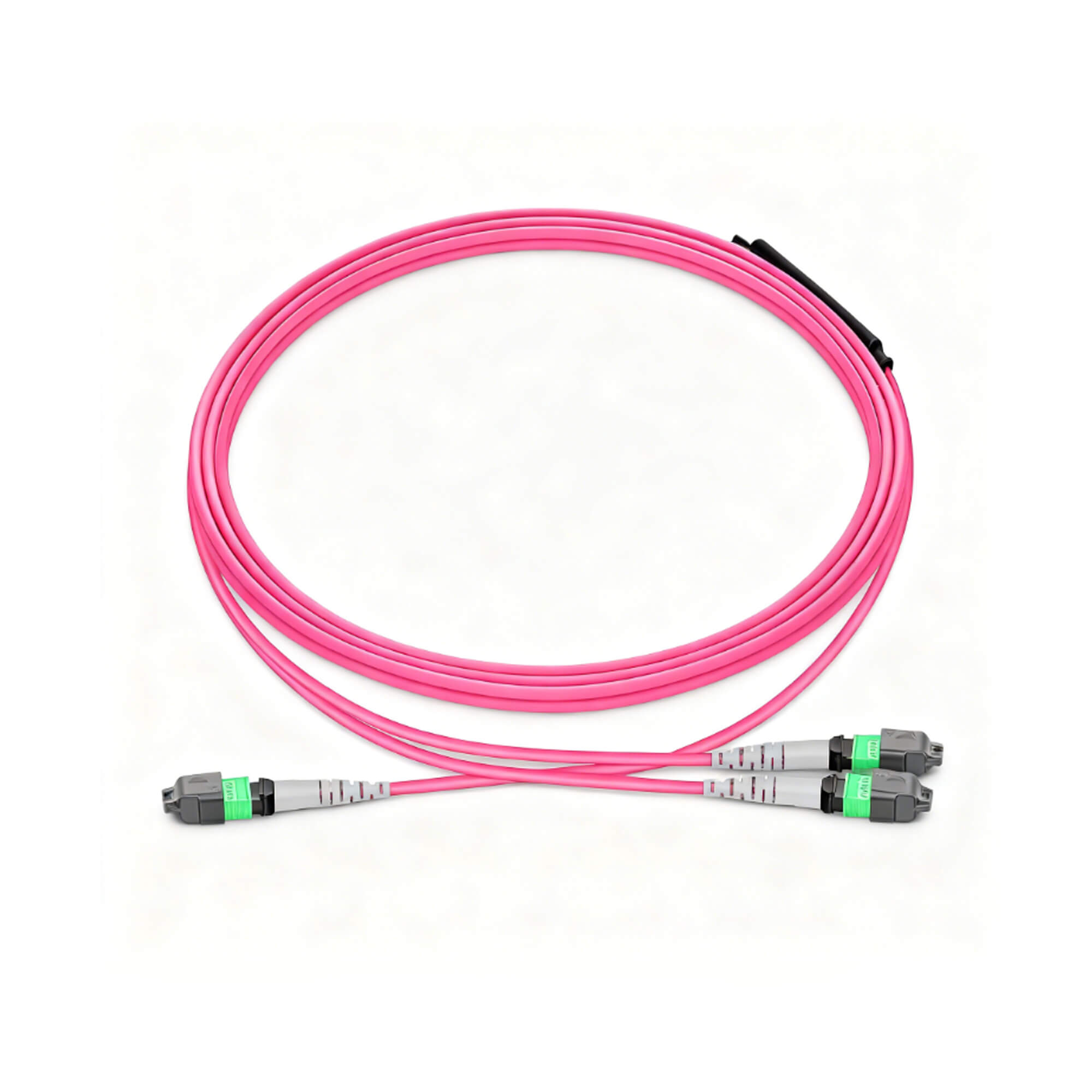 NSComm MPO 12F to 2xMPO 4F APC Breakout Cables, 8 Fibers, Multimode (OM4), OFNF, Low Loss, Polarity Type B