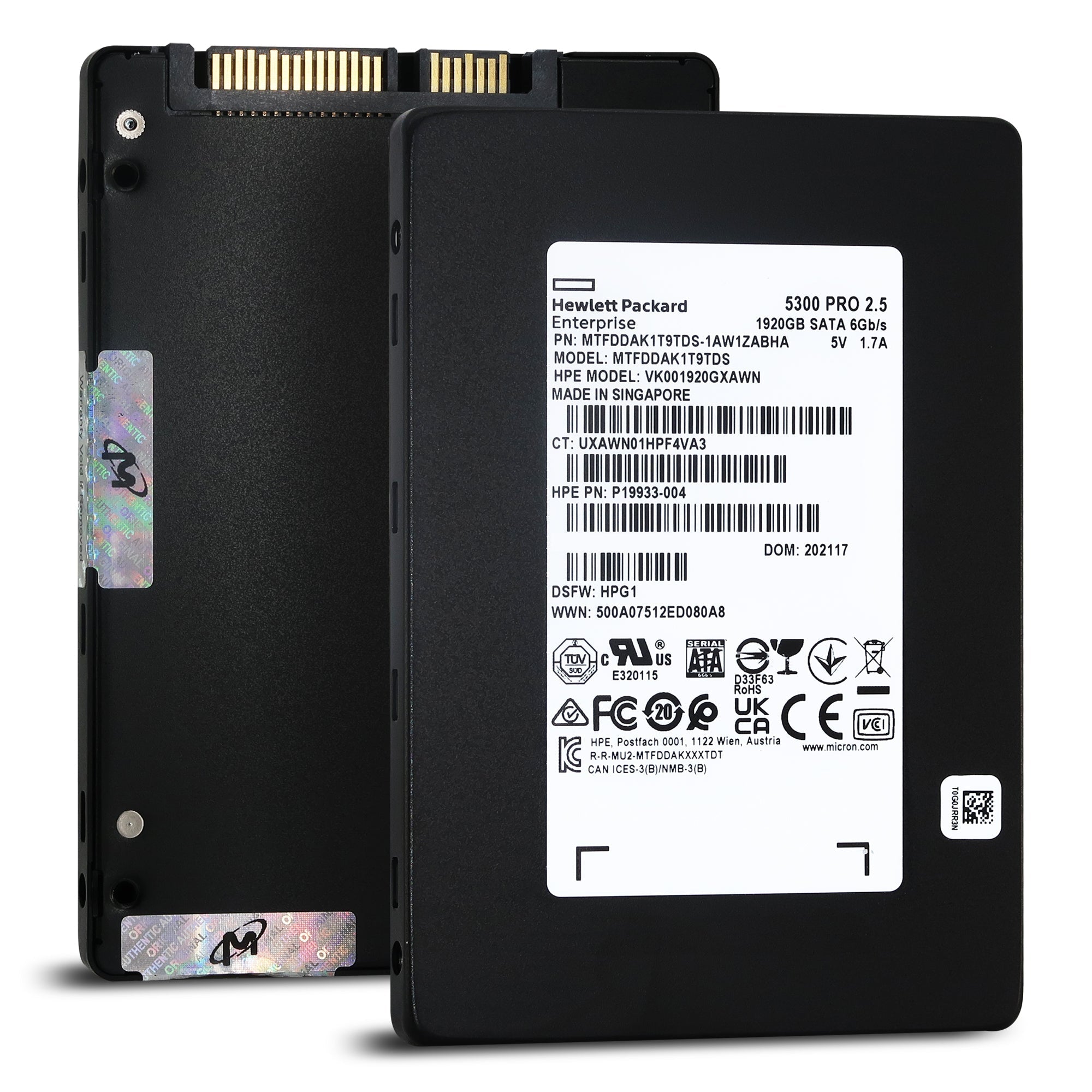 HPE 5300 PRO P19933-004 VK001920GXAWM 1.92TB SATA 6Gb/s 3D TLC 2.5in Solid State Drive