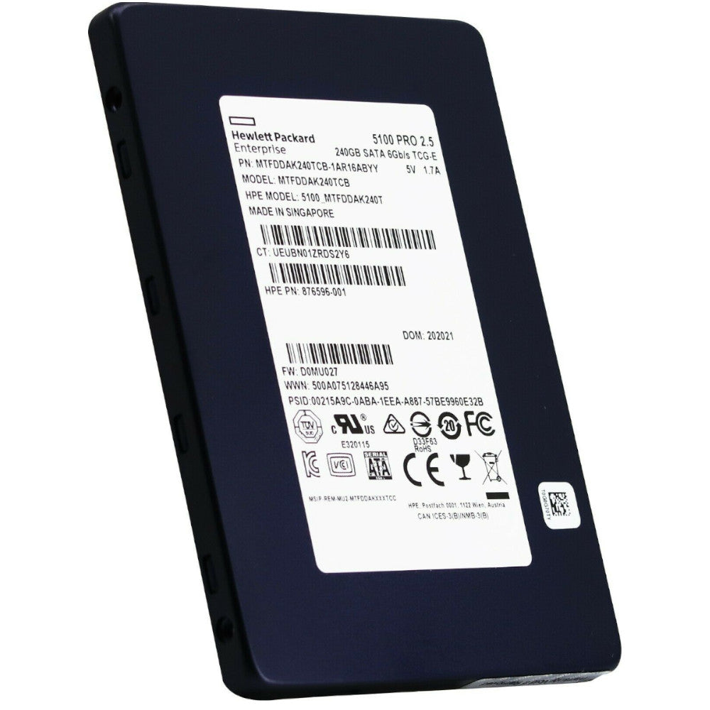 HP 5100 Pro MTFDDAK240TCB-1AR16AB 876596-001 240GB SATA 6Gb/s 2.5in Recertified Solid State Drive