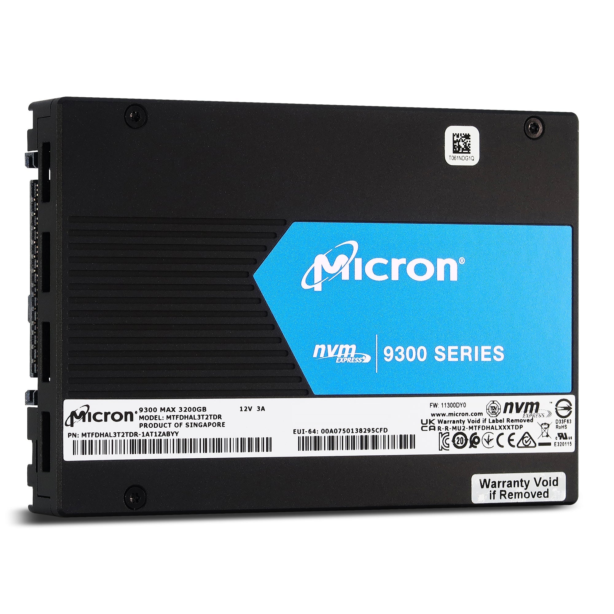 Micron 9300 MAX MTFDHAL3T2TDR 1AT1ZABYY 3.2TB PCIe Gen 3.0 x4 4GB/s 3D TLC U.2 NVMe 3DWPD 2.5in Solid State Drive