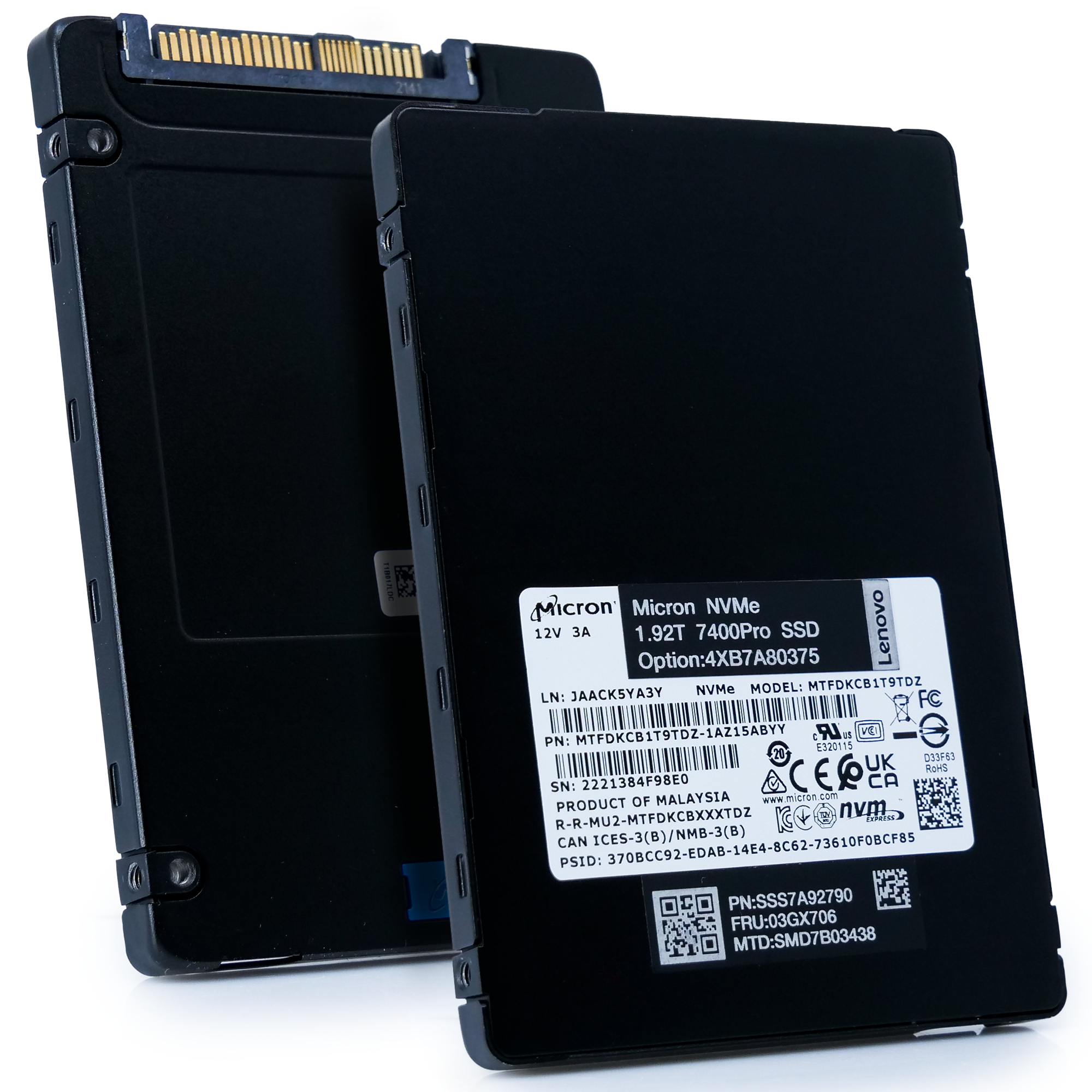 Micron/Lenovo 7400 Pro MTFDKCB1T9TDZ 1.92TB U.3 8GB/s Mixed Use 3D TLC NVMe 2.5in Enterprise Solid State Drive